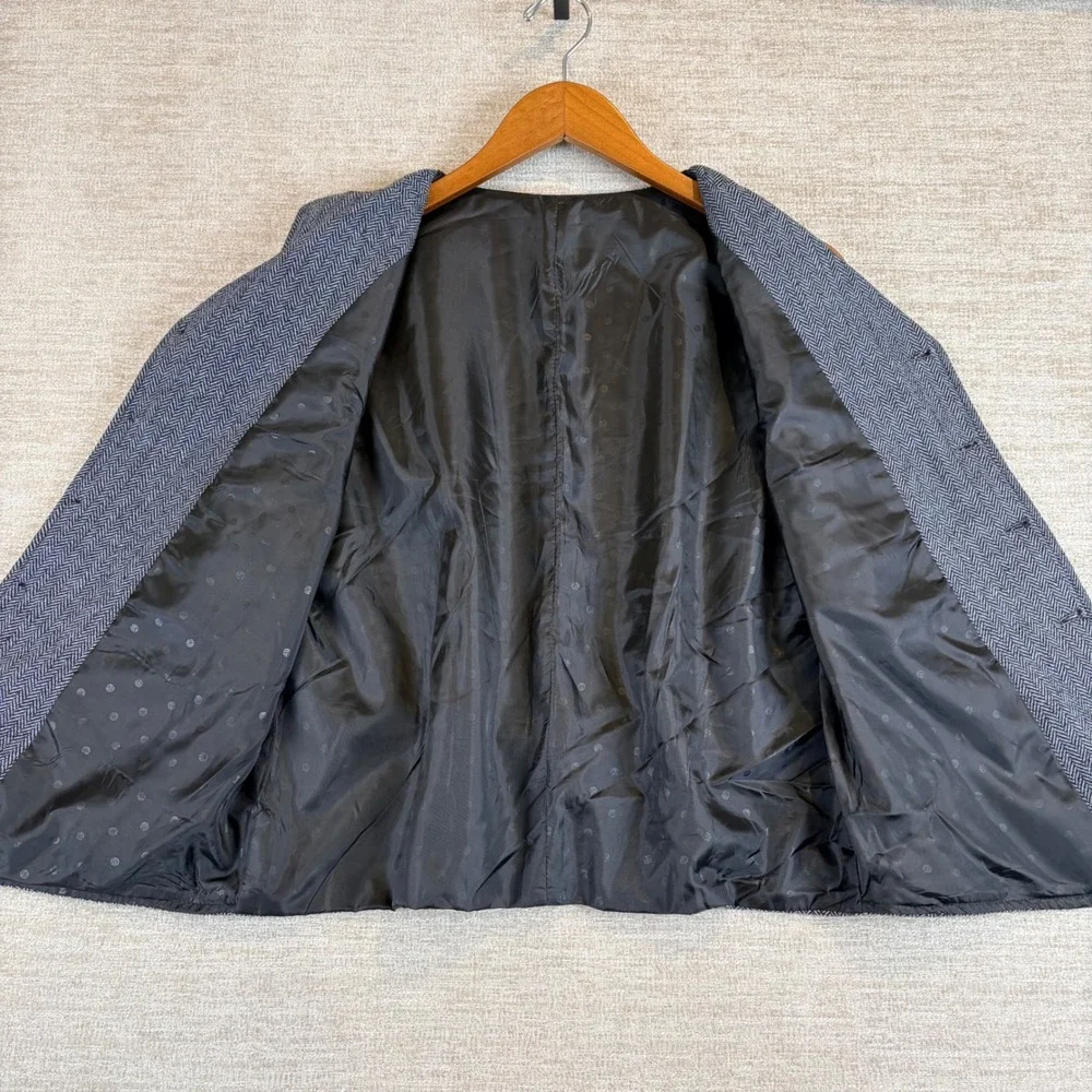 VTG Unisex Gray Herringbone Vest Notched Lapel Adjustable Back Academia British